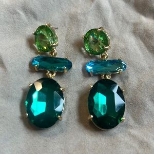 Green and blue gemstone earrings